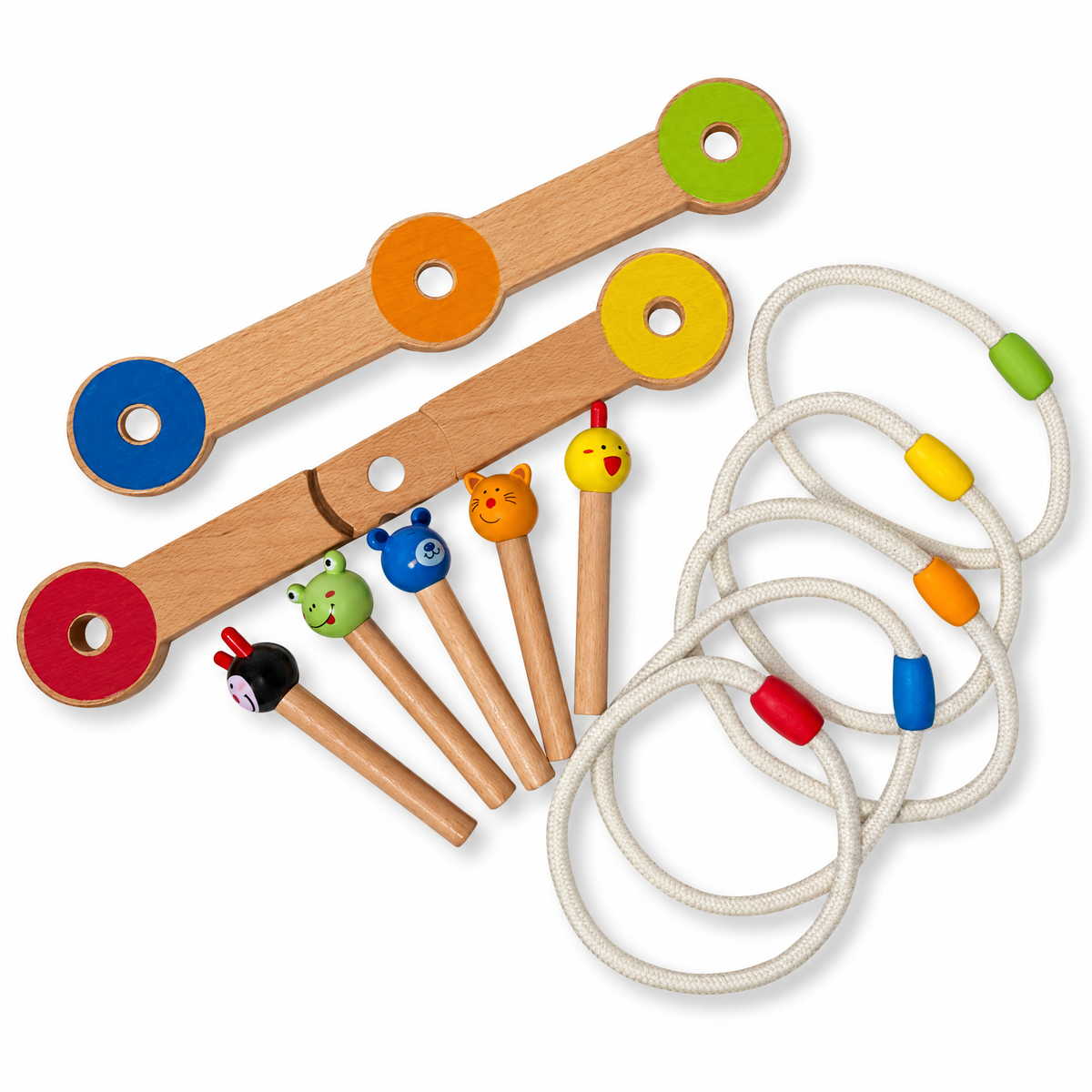 12 Pieces Wooden Ring Toss Game