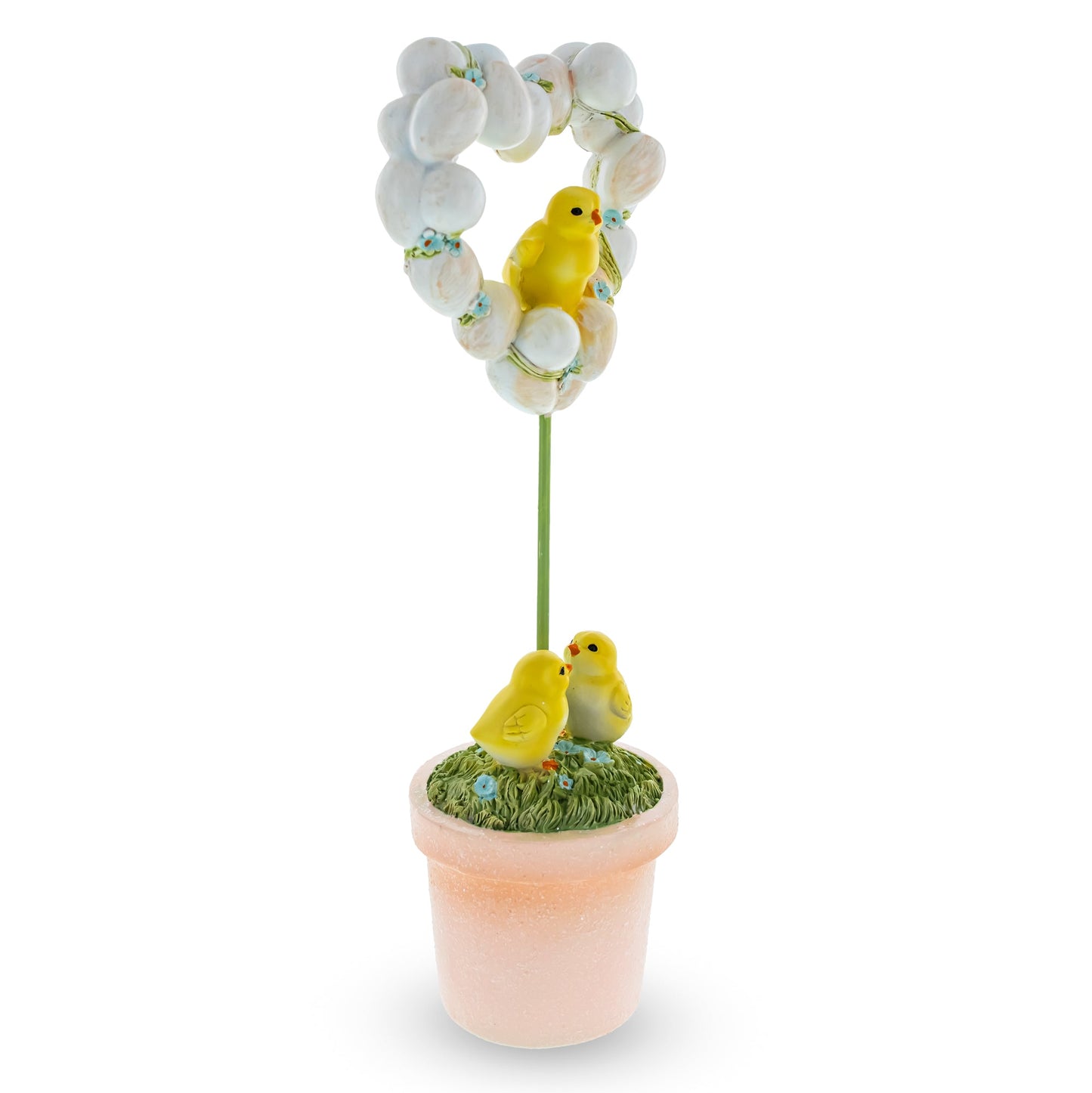 Adorable Chicks Nestled in Heart-Shaped Eggs Pot Easter Decorative Figurine