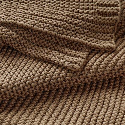 Organic Knit Throw Blanket - Brown