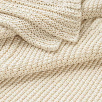 Chunky Knit Throw Blanket - Vanilla Natural