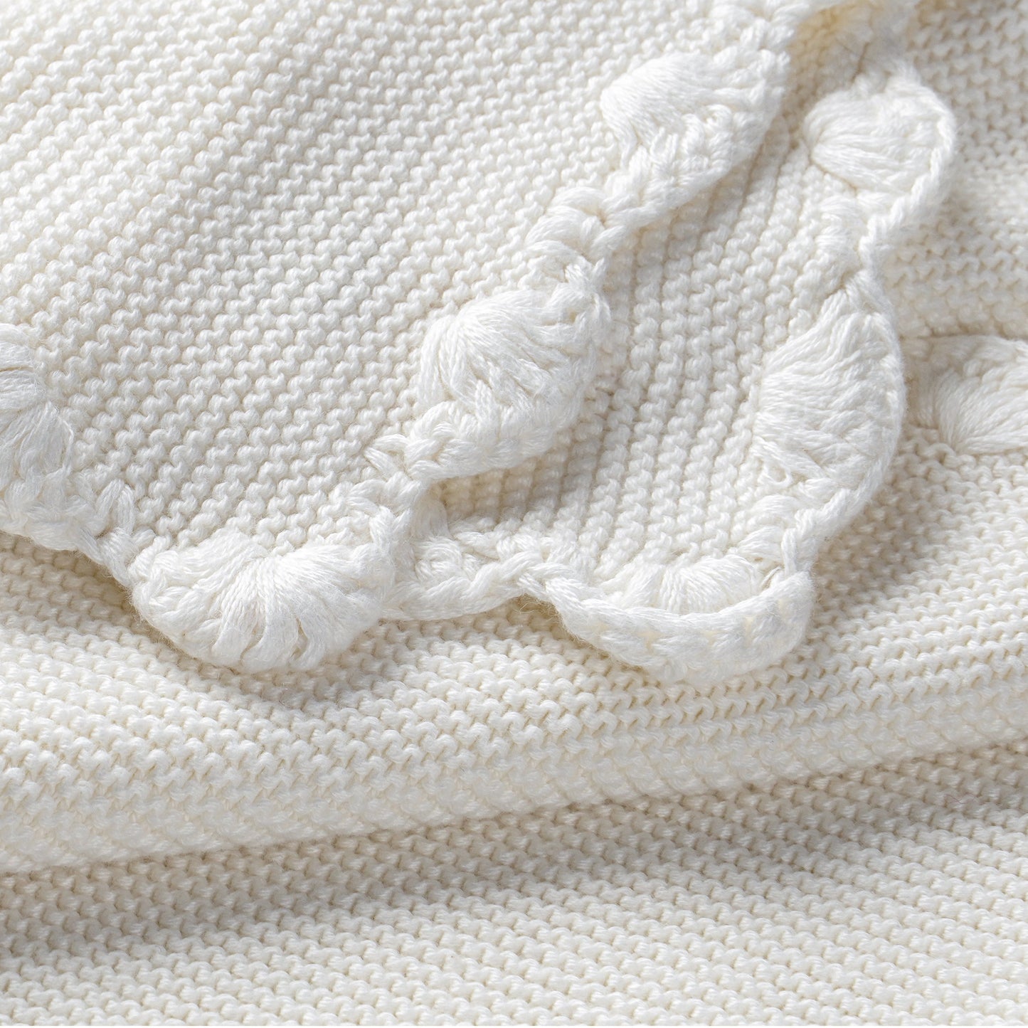Organic Cotton Scalloped Baby Blanket - Ivory