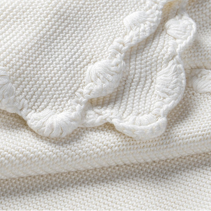Organic Cotton Scalloped Baby Blanket - Ivory