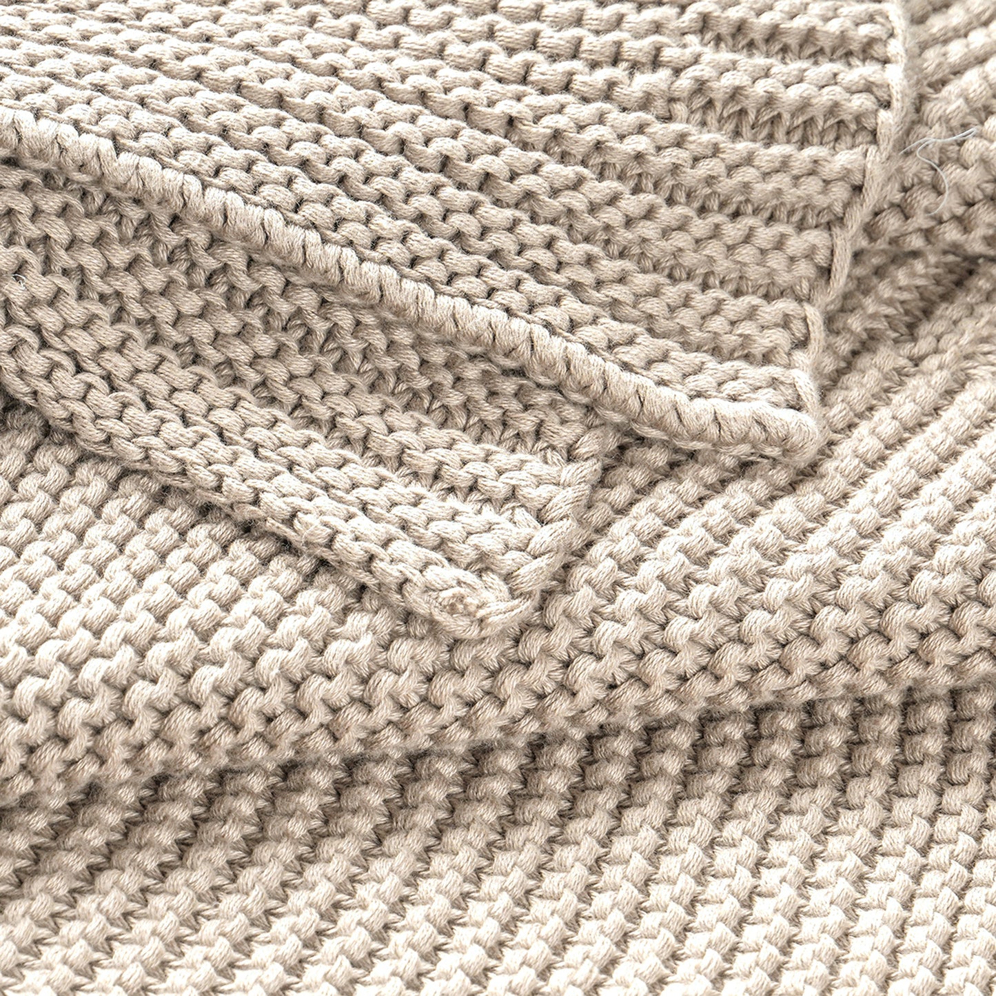 Organic Knit Throw Blanket - Beige