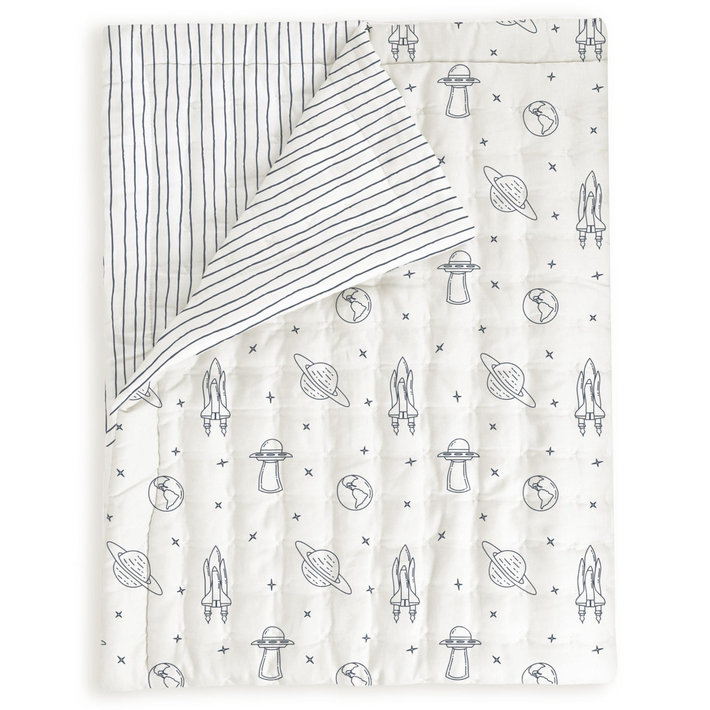 Organic Kids Quilt - Celestial & Cobi Blue Stripes