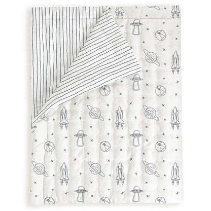 Organic Kids Quilt - Celestial & Cobi Blue Stripes
