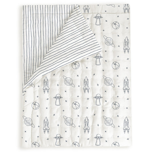 Organic Kids Quilt - Celestial & Cobi Blue Stripes