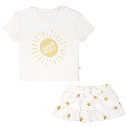 Organic Girls Tee and Skort Set - Sunshine