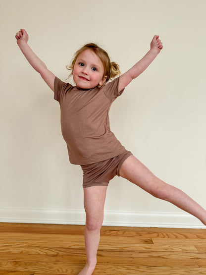0/3m | Baby Short Sleeve Essential Tee | Mocha | Bamboo