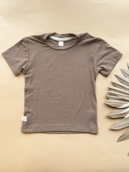 0/3m | Baby Short Sleeve Essential Tee | Mocha | Bamboo