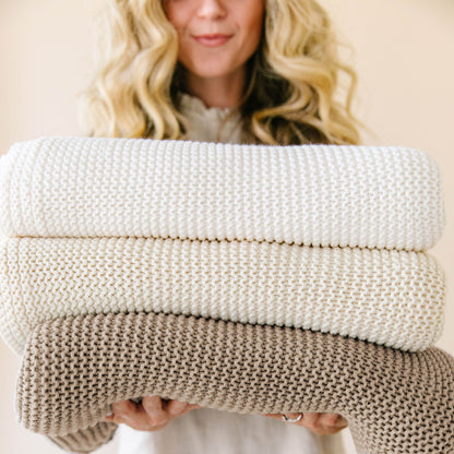 Chunky Knit Throw Blanket - Vanilla Natural