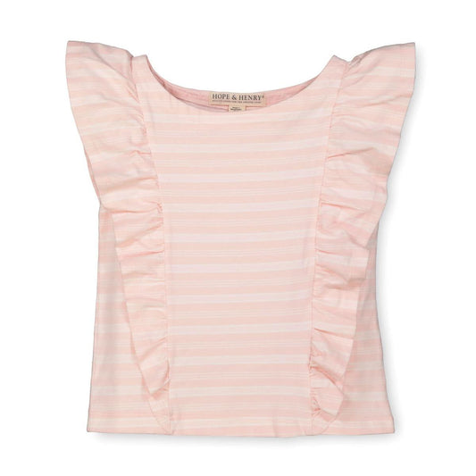 Baby Ruffle Knit Top - Light Pink Stripe