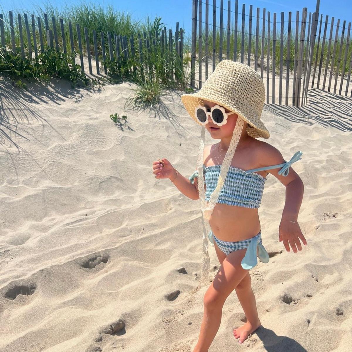 Recycled Polyester Gingham Girl Bikini - Natural/ Faded Denim