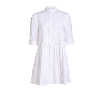 Cammie Ruffle Shirt Dress - White