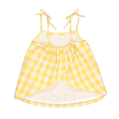 Flutter Back Tank Top - Yellow Check