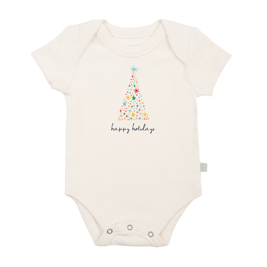 graphic bodysuit | happy holidays tree