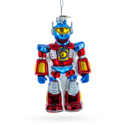 Battle Robot with Power Core Bot Glass Christmas Ornament