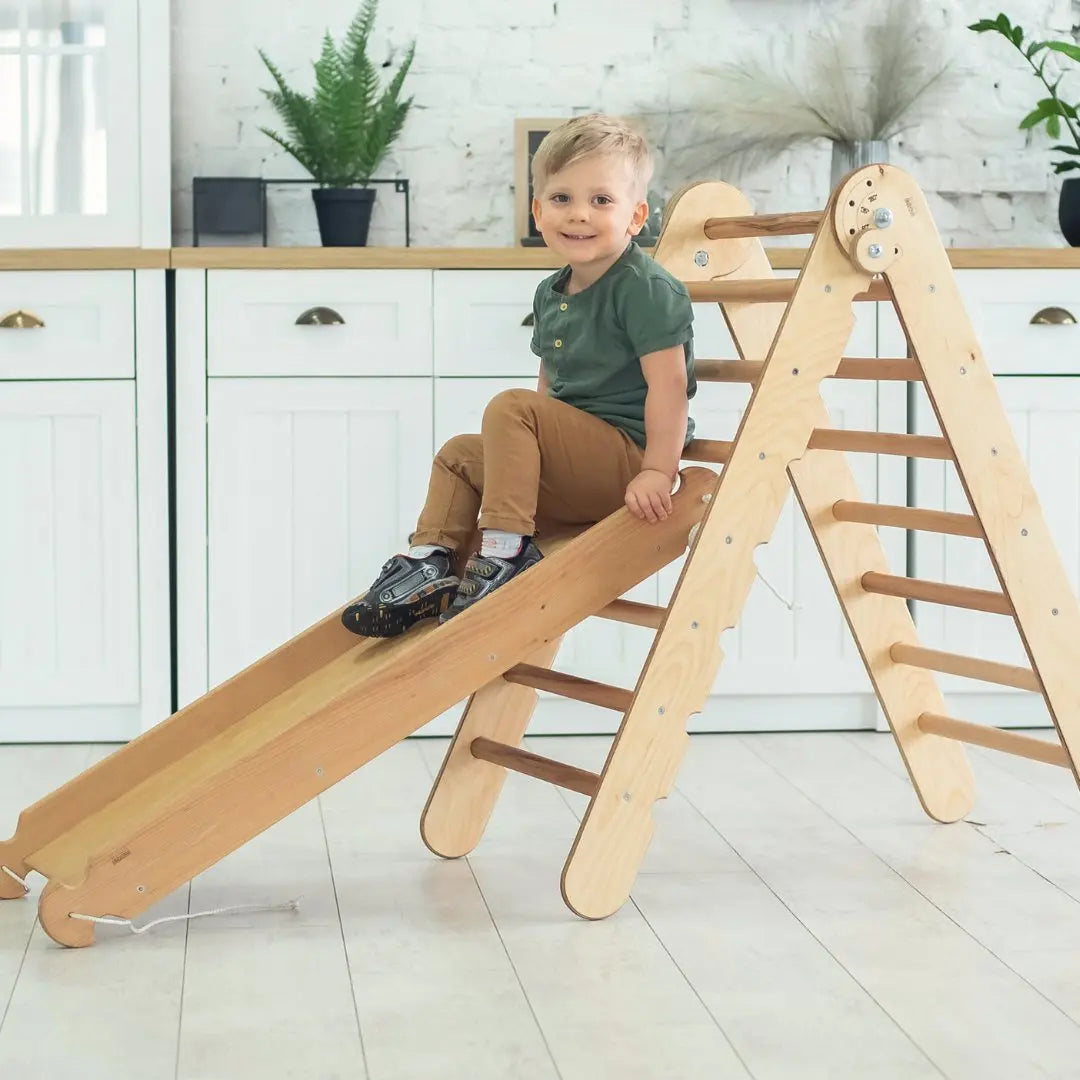 2in1 Montessori Climbing Set: Triangle Ladder + Slide Board/Ramp – Bei ...