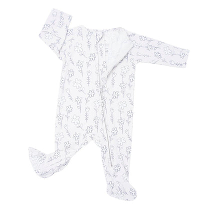 Zipper Footie - Grey Doodle