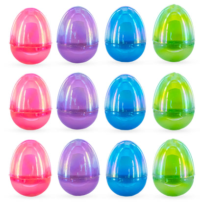 Set of 12 Iridescent Multicolored Plastic Easter Eggs