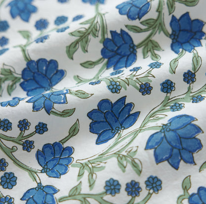 Emma Tiered Dress - Cream/Azure Floral print