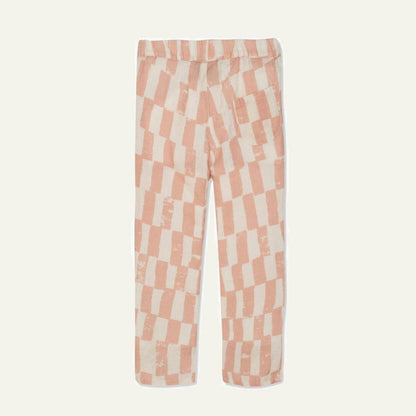 Checkered Linen Kid Pants - Natural/misty Rose