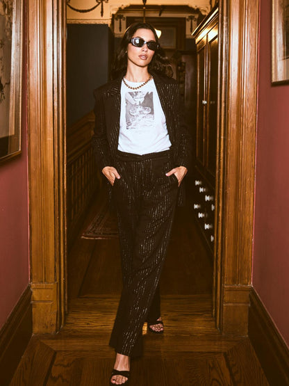 Sloan Blazer - Black Lurex Stripe