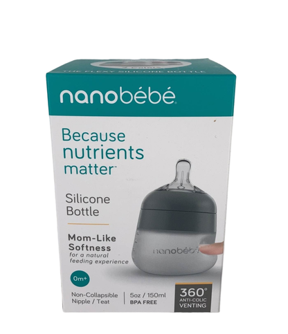 Nanobébé Flexy Silicone Baby Bottle, 5oz, Grey