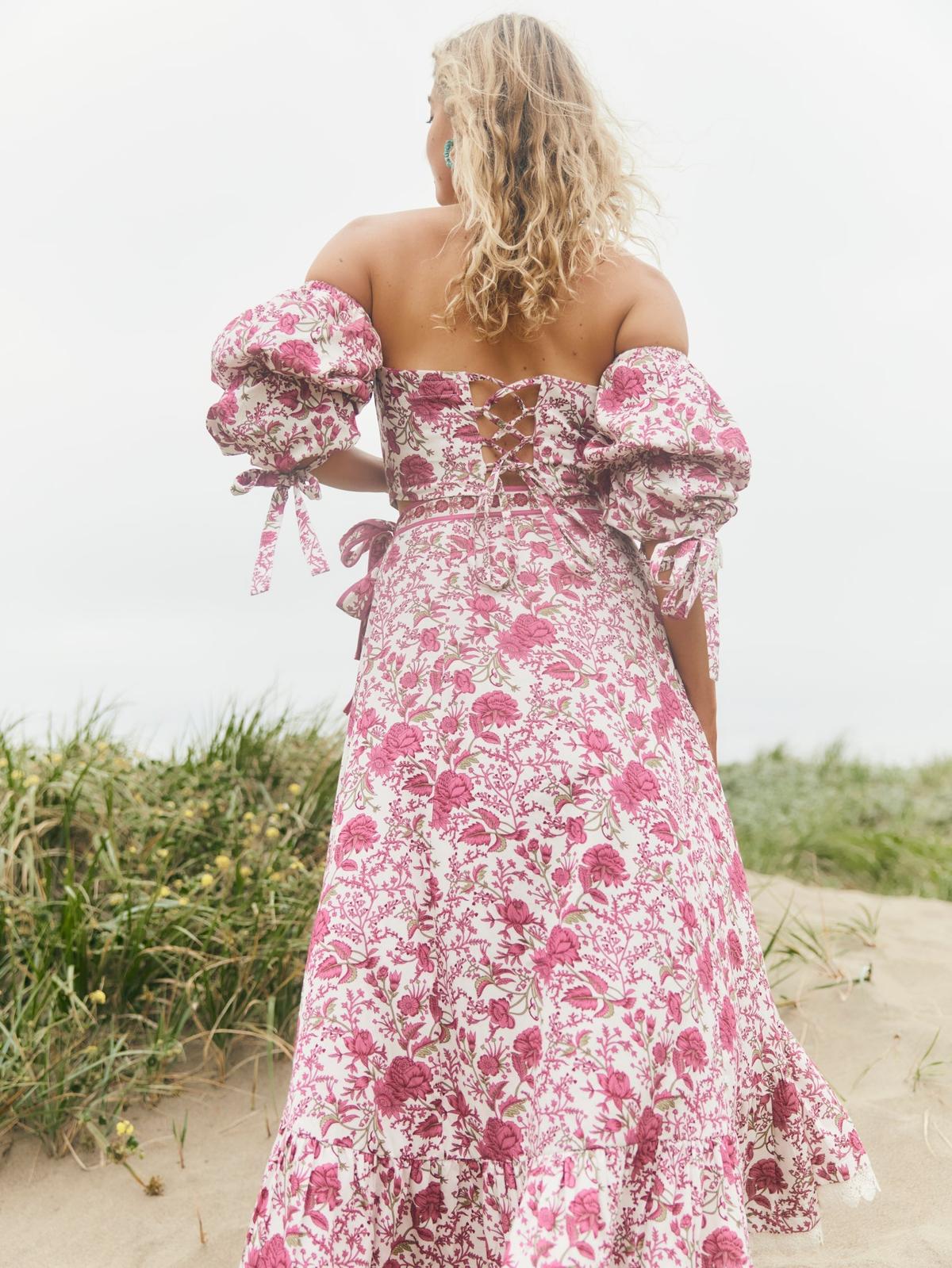 Hadley Off-The-Shoulder Top - Carmine Rose Floral