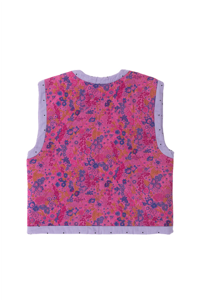 Reversible Quilted Kids Vest - Fuchsia Liberty Fabric
