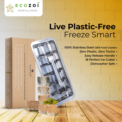 Stainless Steel Ice Cube Tray with Easy Release Handle, Vintage Design