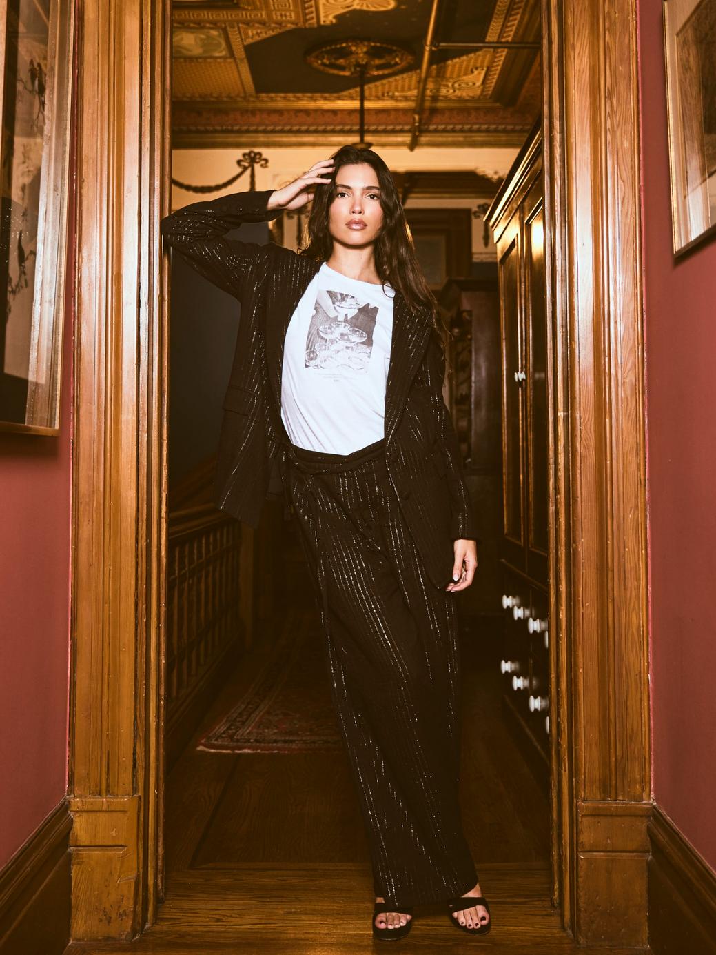 Sloan Blazer - Black Lurex Stripe