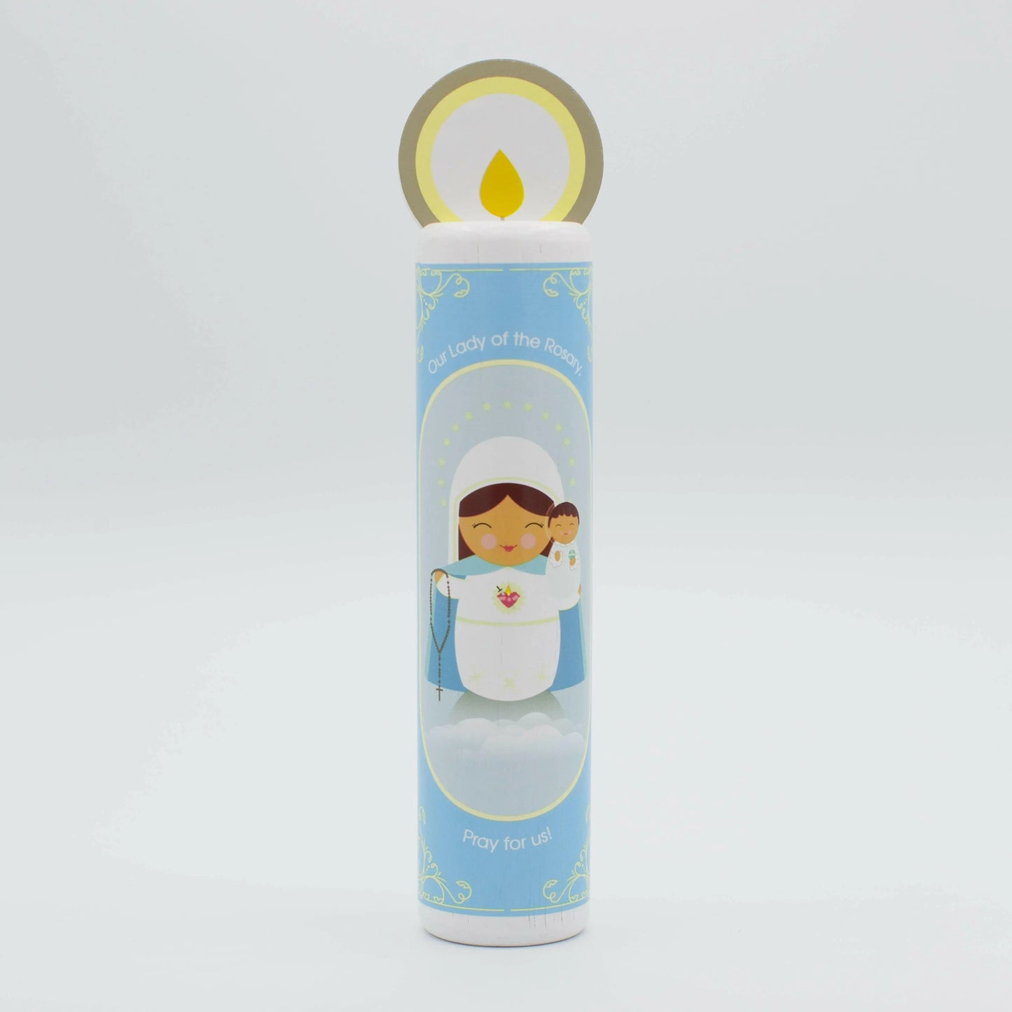 Our Lady of the Rosary (Hail Mary) Wooden Prayer Candle