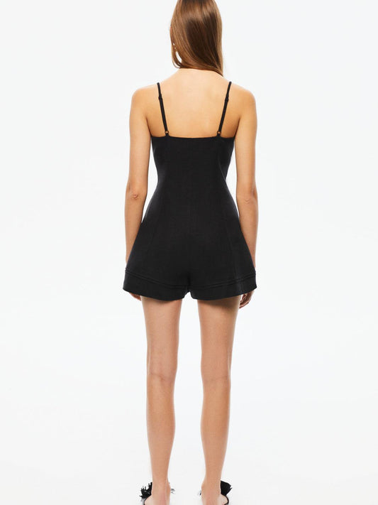 Mini Linen Jumpsuit - Black
