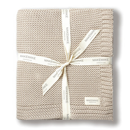 Organic Knit Throw Blanket - Beige
