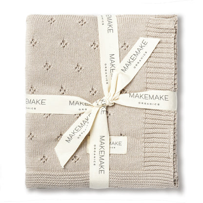 Organic Cotton Pointelle Baby Knit Blanket - Beige