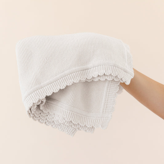 Organic Cotton Scalloped Baby Blanket - Ella Ivory