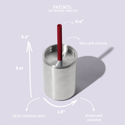 8 oz Medium Sippy Cup + Straw | Stainless Steel