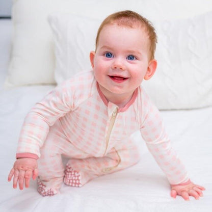 Zipper Footie - Pink Gingham