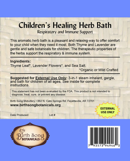 Children's Healing Herb Bath for Clear Lungs* 3 in 1- Bath, Steam, Gargle