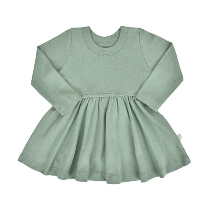 long sleeve twirl dress | Basil Green