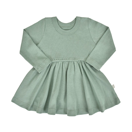 long sleeve twirl dress | Basil Green
