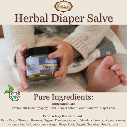 Herbal Diaper Rash Cream With Calendula, Natural Baby Bottom Butter, Cloth Diaper Safe, Unscented