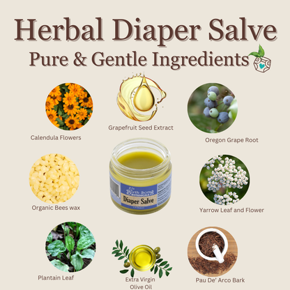 Herbal Diaper Rash Cream With Calendula, Natural Baby Bottom Butter, Cloth Diaper Safe, Unscented