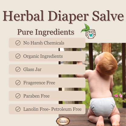 Herbal Diaper Rash Cream With Calendula, Natural Baby Bottom Butter, Cloth Diaper Safe, Unscented