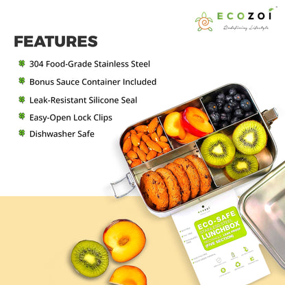 Stainless Steel Lunch Box, 5 Compartment, Leak Proof, 50 Oz