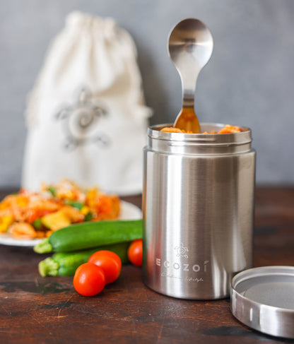 17 oz Eco-Friendly Stainless Steel Insulated Food Jar with Spork & Lunch Bag