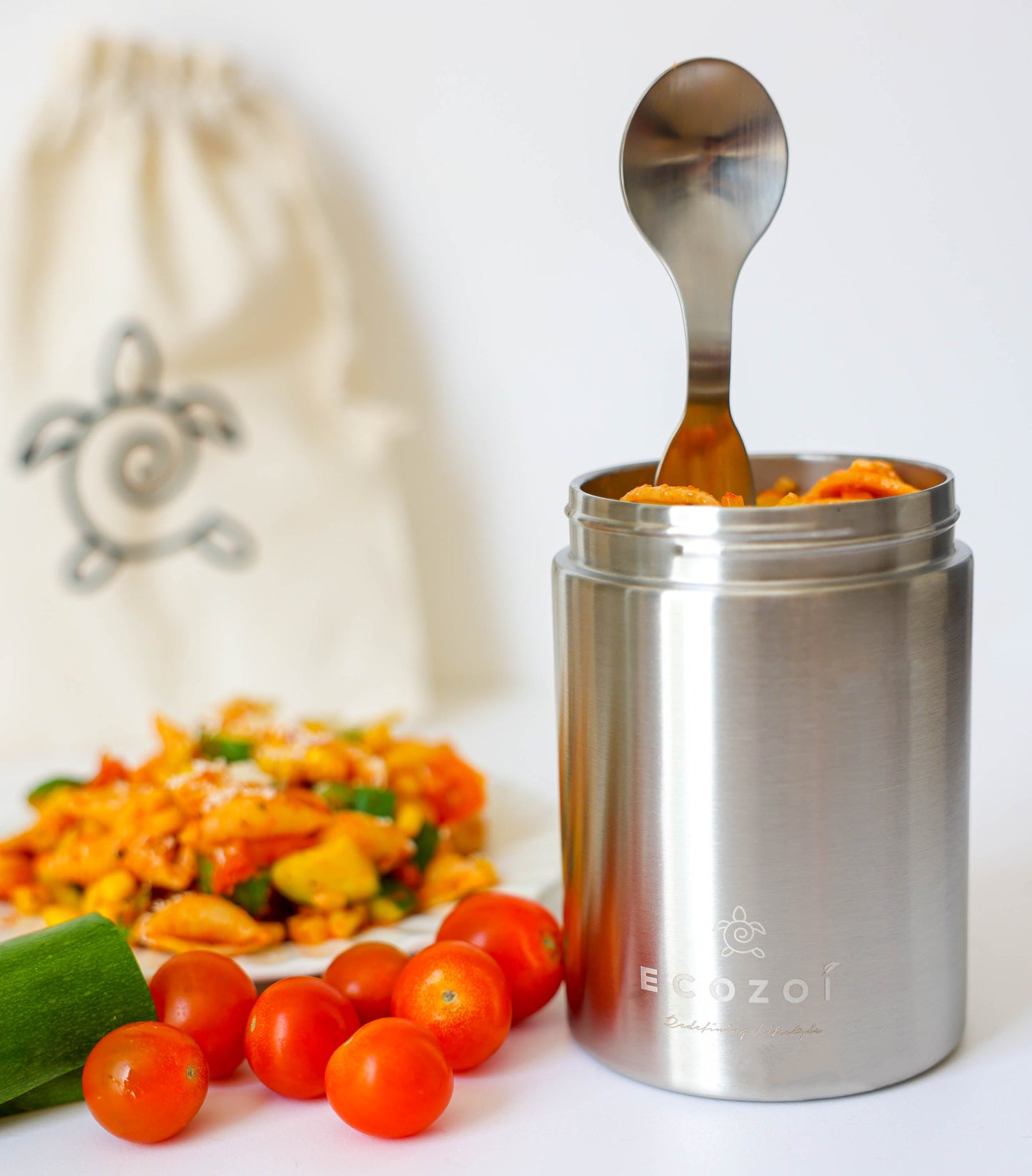 17 oz Eco-Friendly Stainless Steel Insulated Food Jar with Spork & Lunch Bag