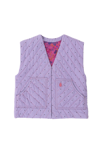 Reversible Quilted Kids Vest - Fuchsia Liberty Fabric