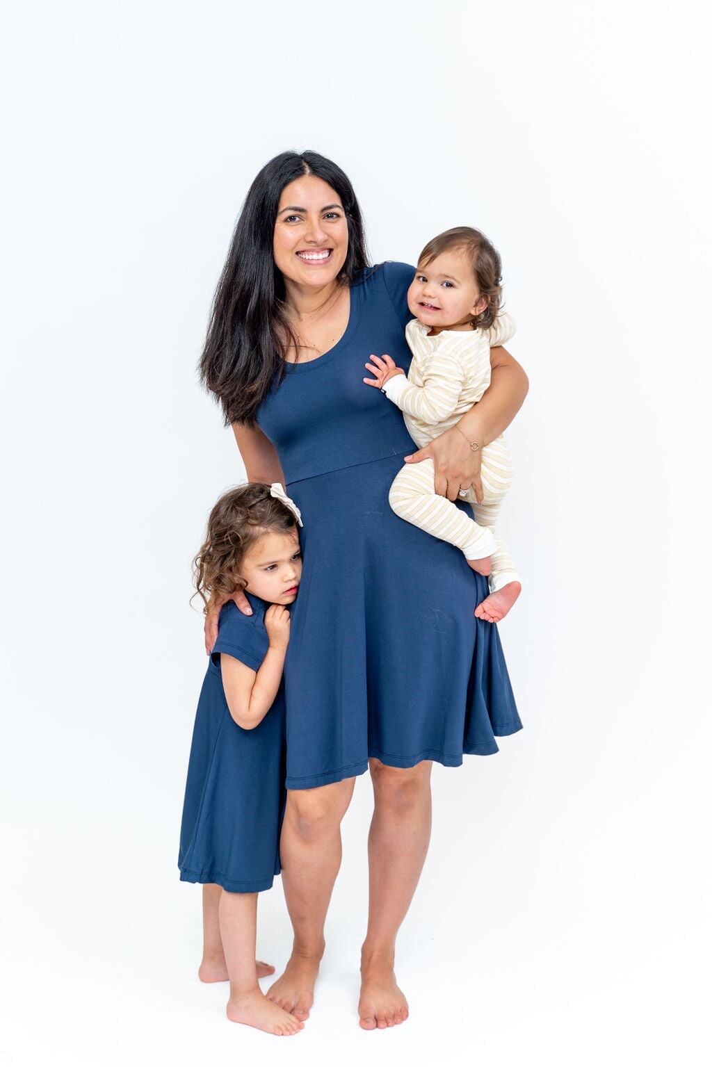 Swirly Girl Short Sleeve Dress - Navy Blue