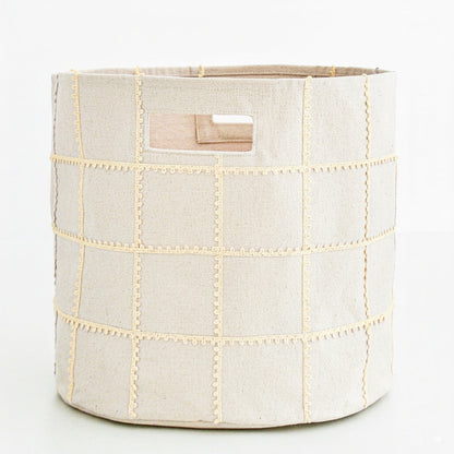Handmade Canvas Storage Basket Mesh Lace - Blush Oat